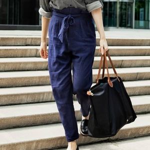 Navy Linen paperback pants